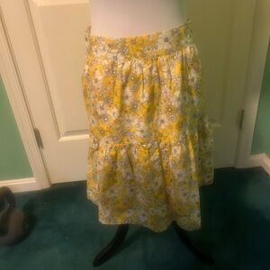 ModCloth Days in Doll Valley Tiered Floral Yellow Skirt